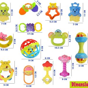 Colorful Non Toxic BPA Free 10 Rattles and 3 Teethers Toys Set for Babies ,Infants