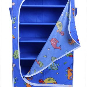 Little One’s | 6 Shelves Foldable Wardrobe/Toy Box | Aquatic Blue