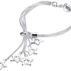 Hanging Charms Sterling Silver Plated Charm Bracelet for Women & Girls
