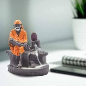 Sai Baba Backflow Smoke Fountain Incense Burner Statue with Cone Incense